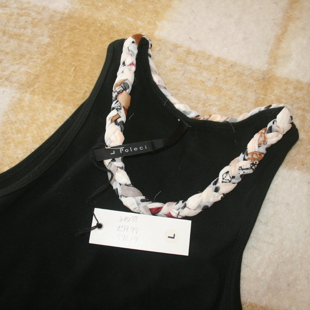 NWT NAVY BLUE TANK TOP WITH DECORATIVE COLLAR